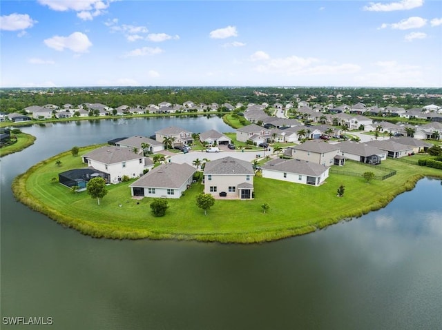 bird's eye view featuring a water view