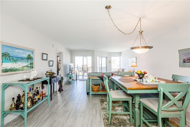 dining area with light hardwood / wood-style flooring