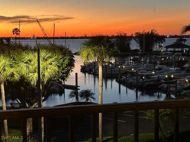 view of water feature featuring a boat dock