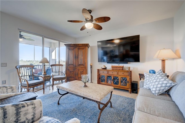 view of tiled living room