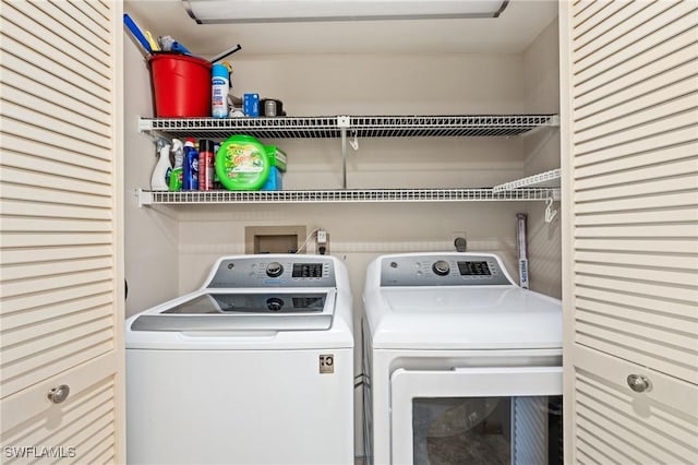 laundry room with washing machine and clothes dryer