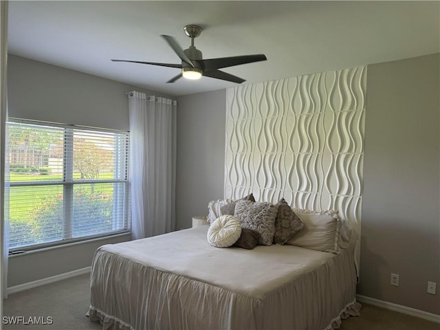 bedroom with carpet and ceiling fan