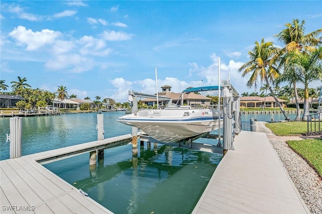 dock area featuring a water view