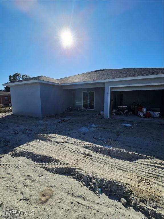 exterior space featuring a garage