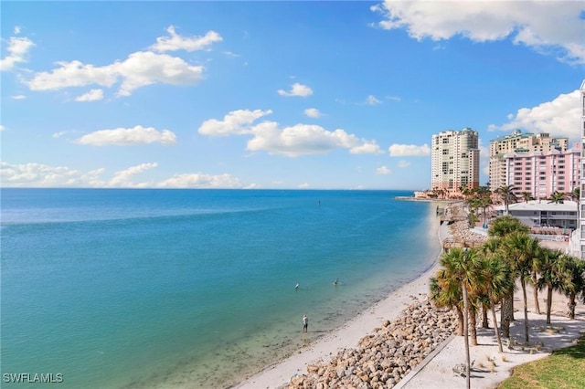 property view of water featuring a view of the beach