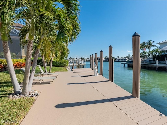 view of dock featuring a water view