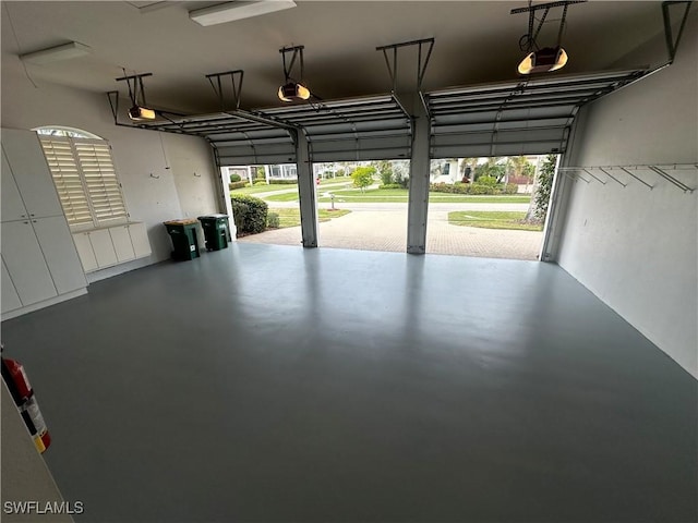 garage with a garage door opener