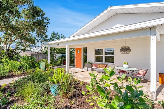 exterior space featuring an outdoor living space