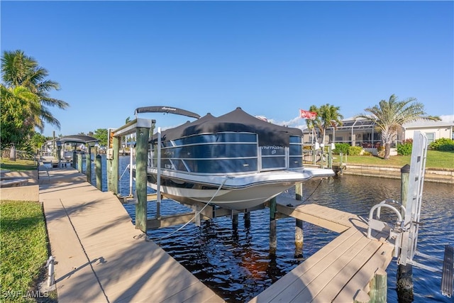 view of dock featuring a water view