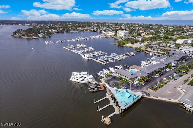 bird's eye view featuring a water view