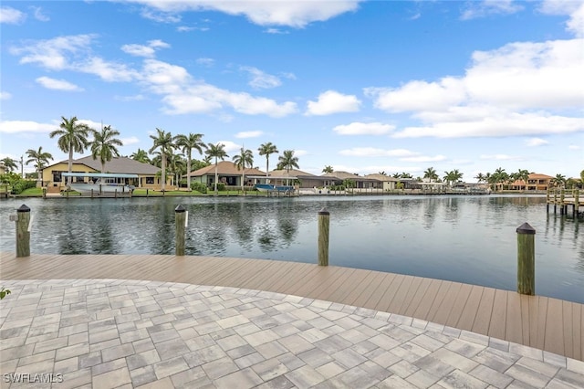 dock area featuring a water view