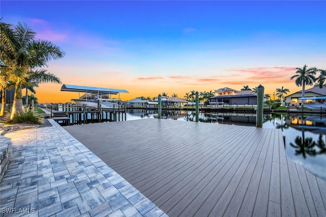 view of dock featuring a water view