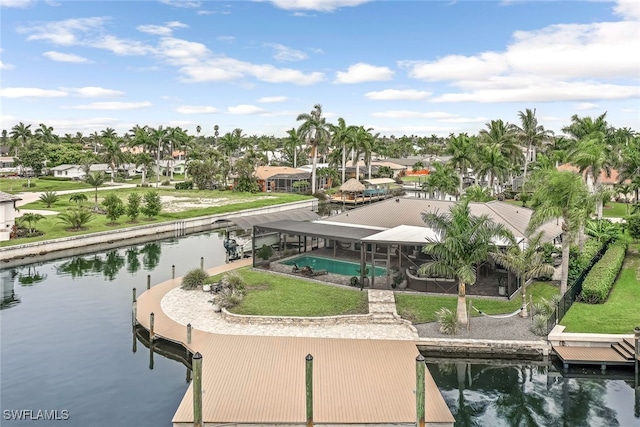 water view featuring a dock