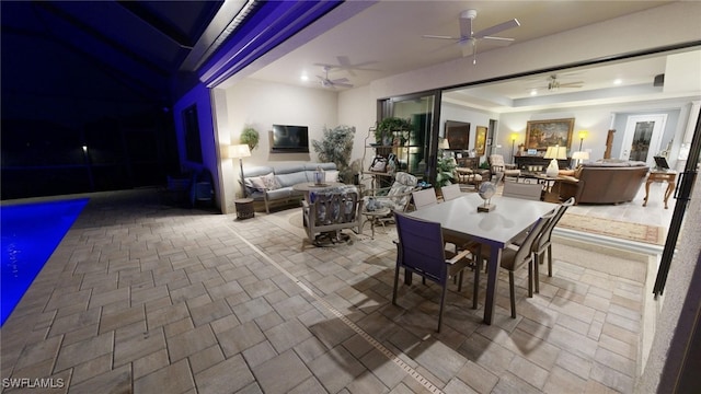 view of patio featuring outdoor lounge area and ceiling fan