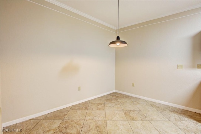 unfurnished room with crown molding and tile patterned flooring