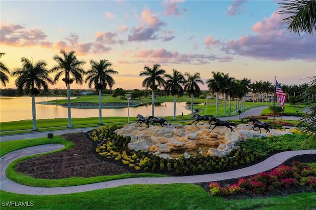 view of community featuring a water view