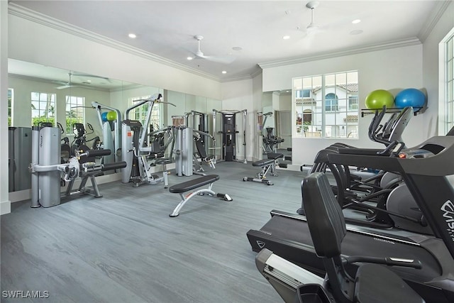 231 Colonade Cir, Naples, FL 34103 - exercise room featuring recessed lighting and crown molding