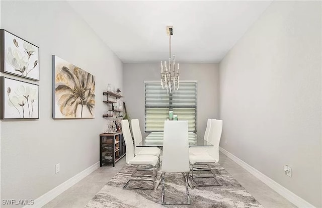 dining area with a chandelier