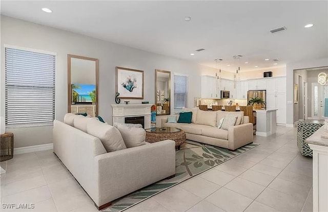 view of tiled living room