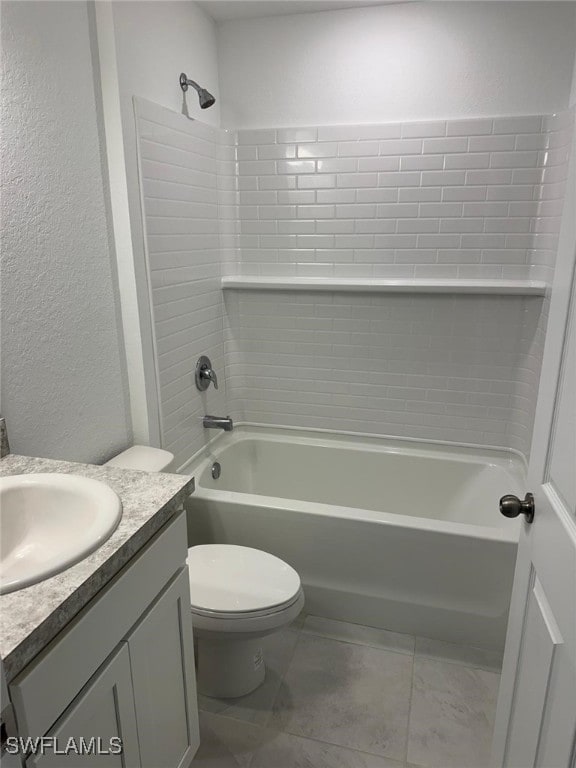 full bathroom with vanity, toilet, and tub / shower combination