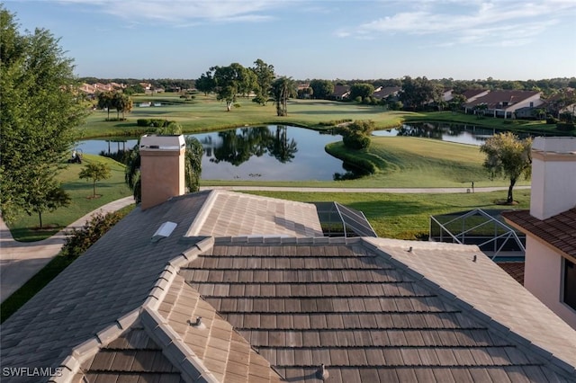 exterior space featuring a water view