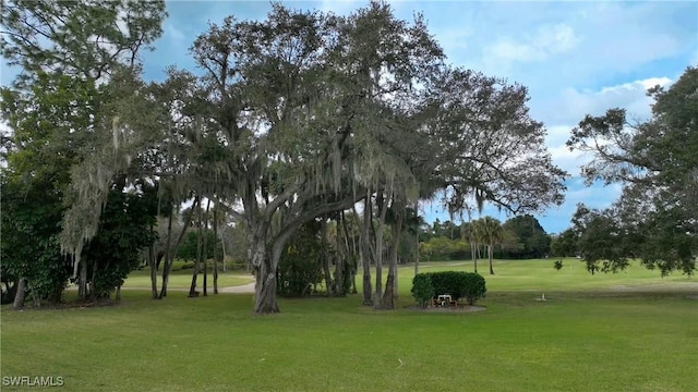 view of property's community featuring a lawn