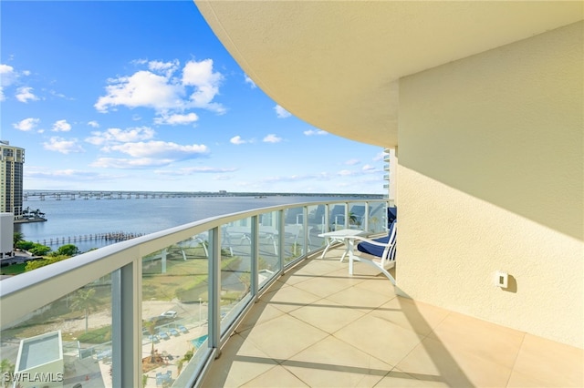 balcony with a water view