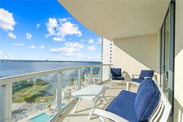 balcony with a water view