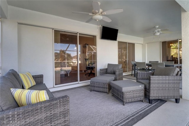 view of patio / terrace with outdoor lounge area and ceiling fan