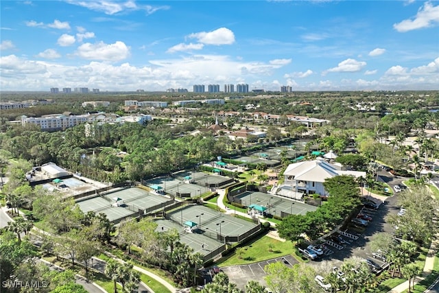 aerial view with a city view