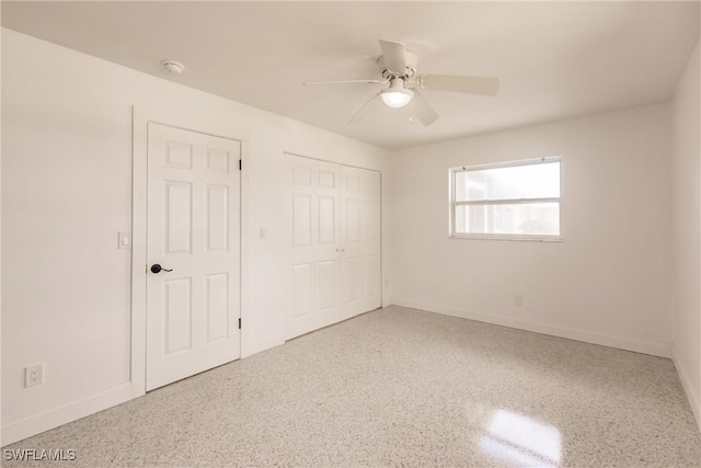 unfurnished bedroom with ceiling fan