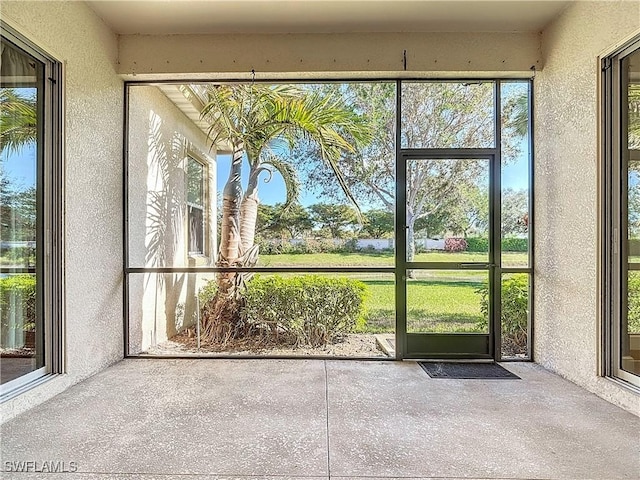 view of unfurnished sunroom