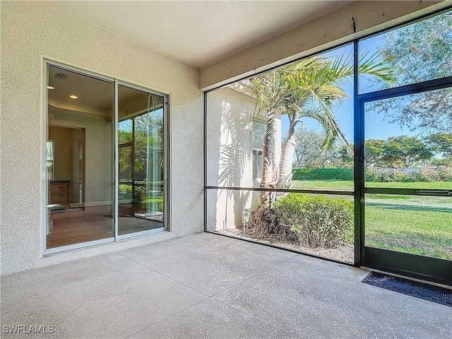 view of unfurnished sunroom