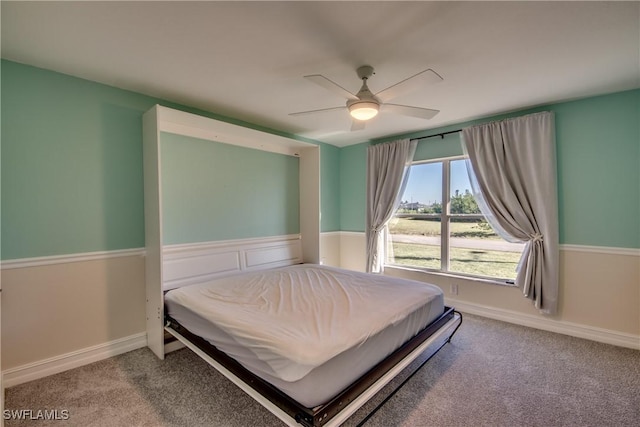 bedroom featuring carpet and ceiling fan