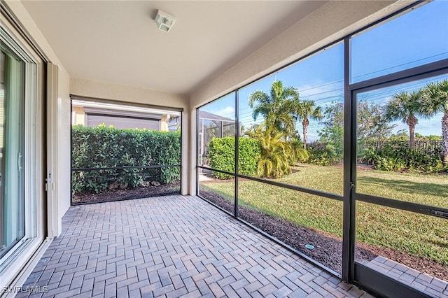 view of unfurnished sunroom