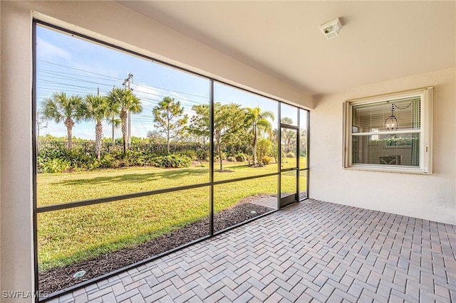 view of unfurnished sunroom