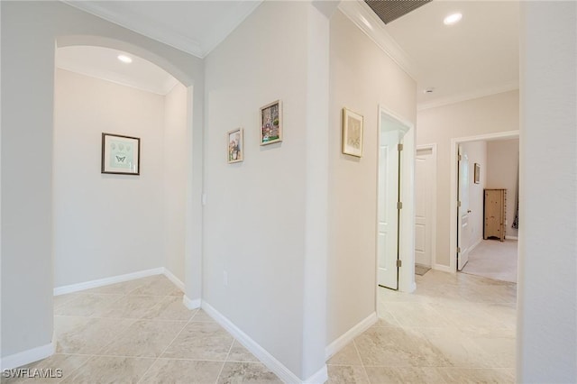 hallway with ornamental molding