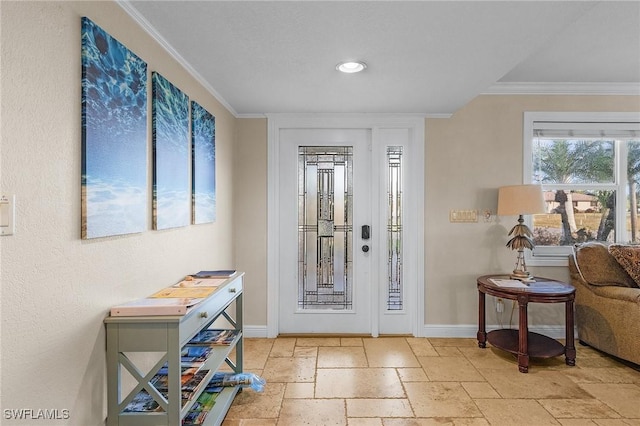 foyer entrance with ornamental molding