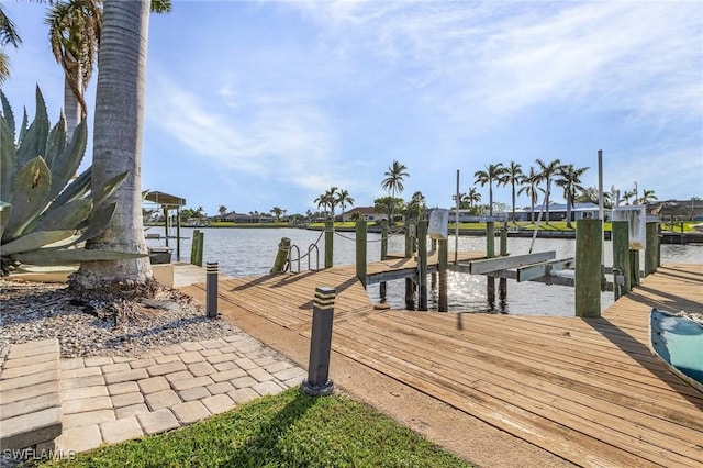 view of dock featuring a water view