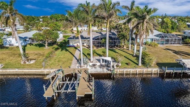 dock area featuring a water view