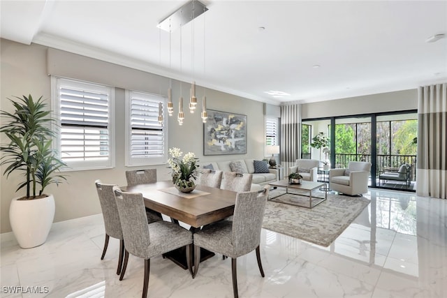 dining area featuring a chandelier