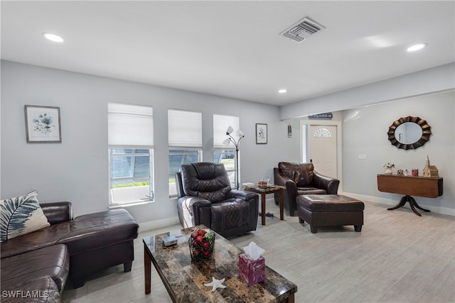 living room featuring light hardwood / wood-style flooring