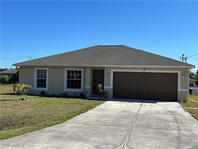 ranch-style house featuring a front lawn