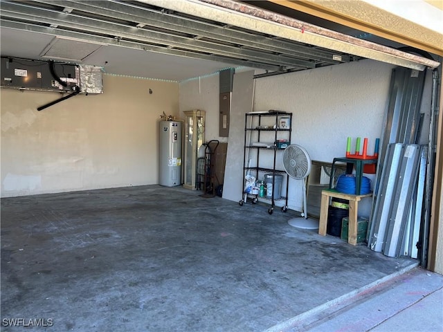 garage featuring electric water heater