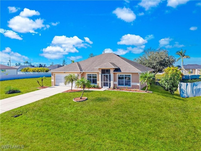 view of front of house featuring a garage and a front yard