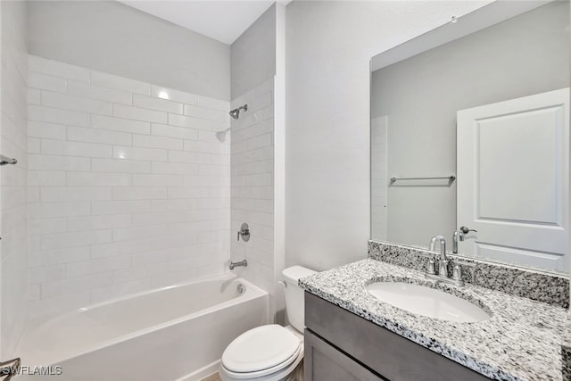 full bathroom with vanity, toilet, and shower / washtub combination