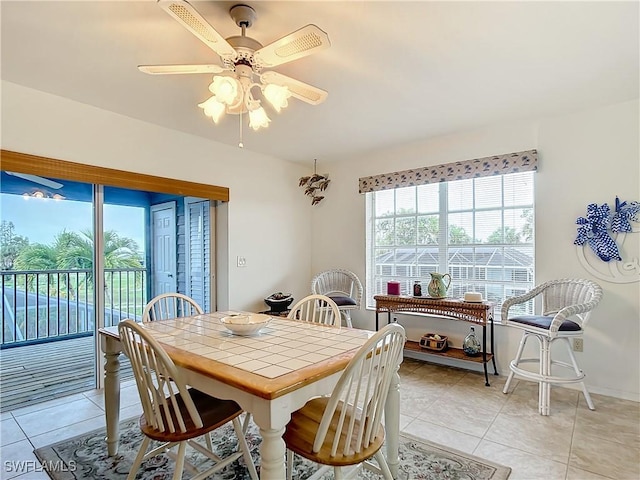 7397 Grande Pine Rd, Bokeelia, FL 33922 - tiled dining area with ceiling fan
