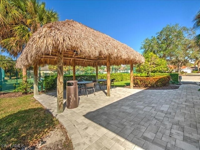 view of home's community featuring a gazebo and a patio area