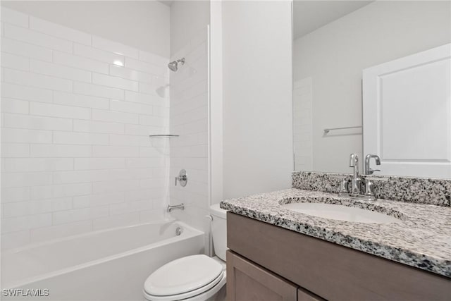 full bathroom featuring vanity, toilet, and shower / washtub combination