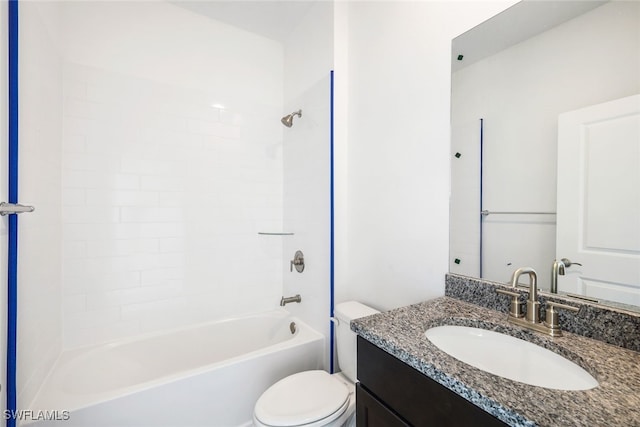 full bathroom featuring vanity, shower / bathing tub combination, and toilet